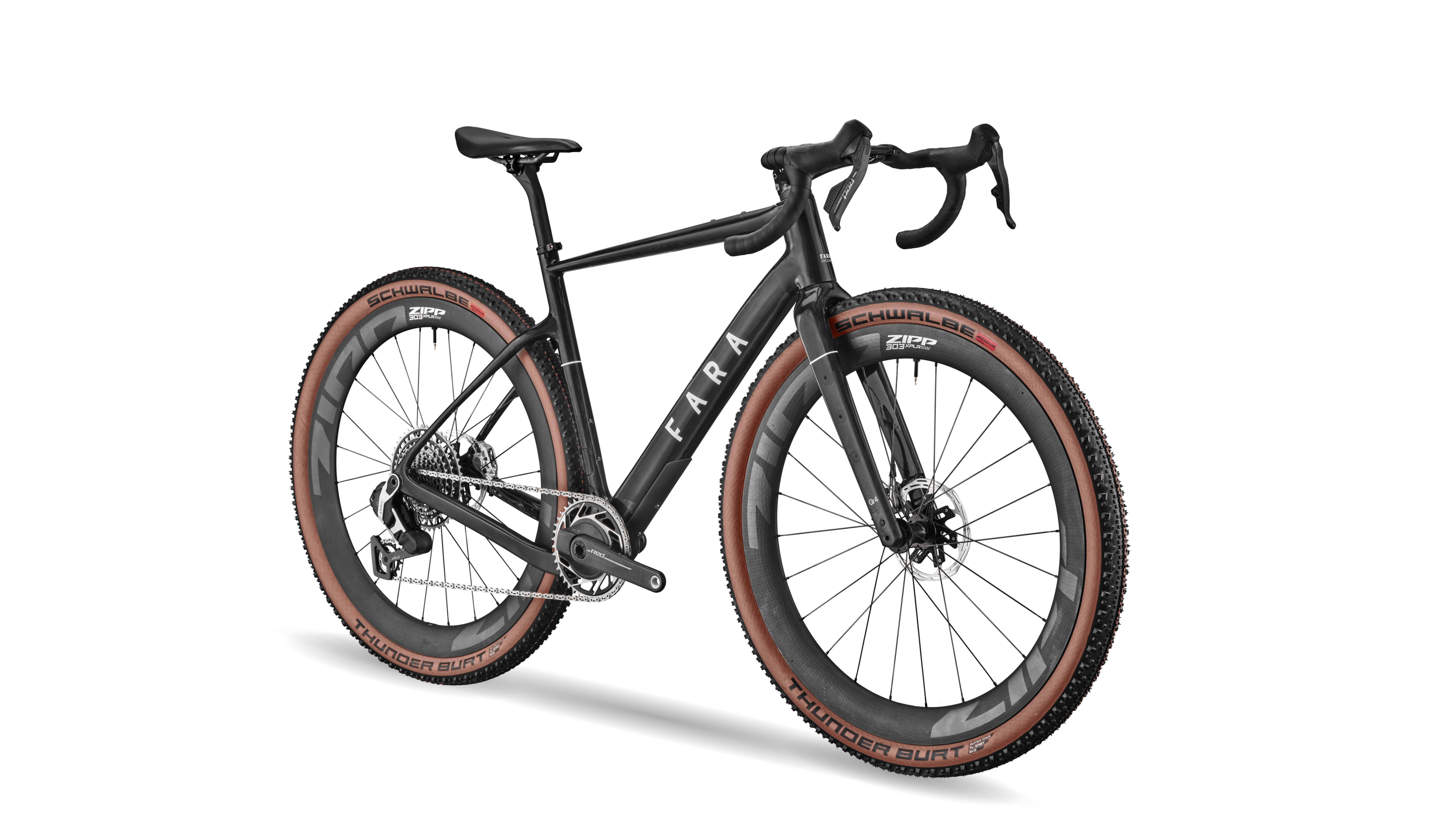 A black Fara Gr4 gravel bike