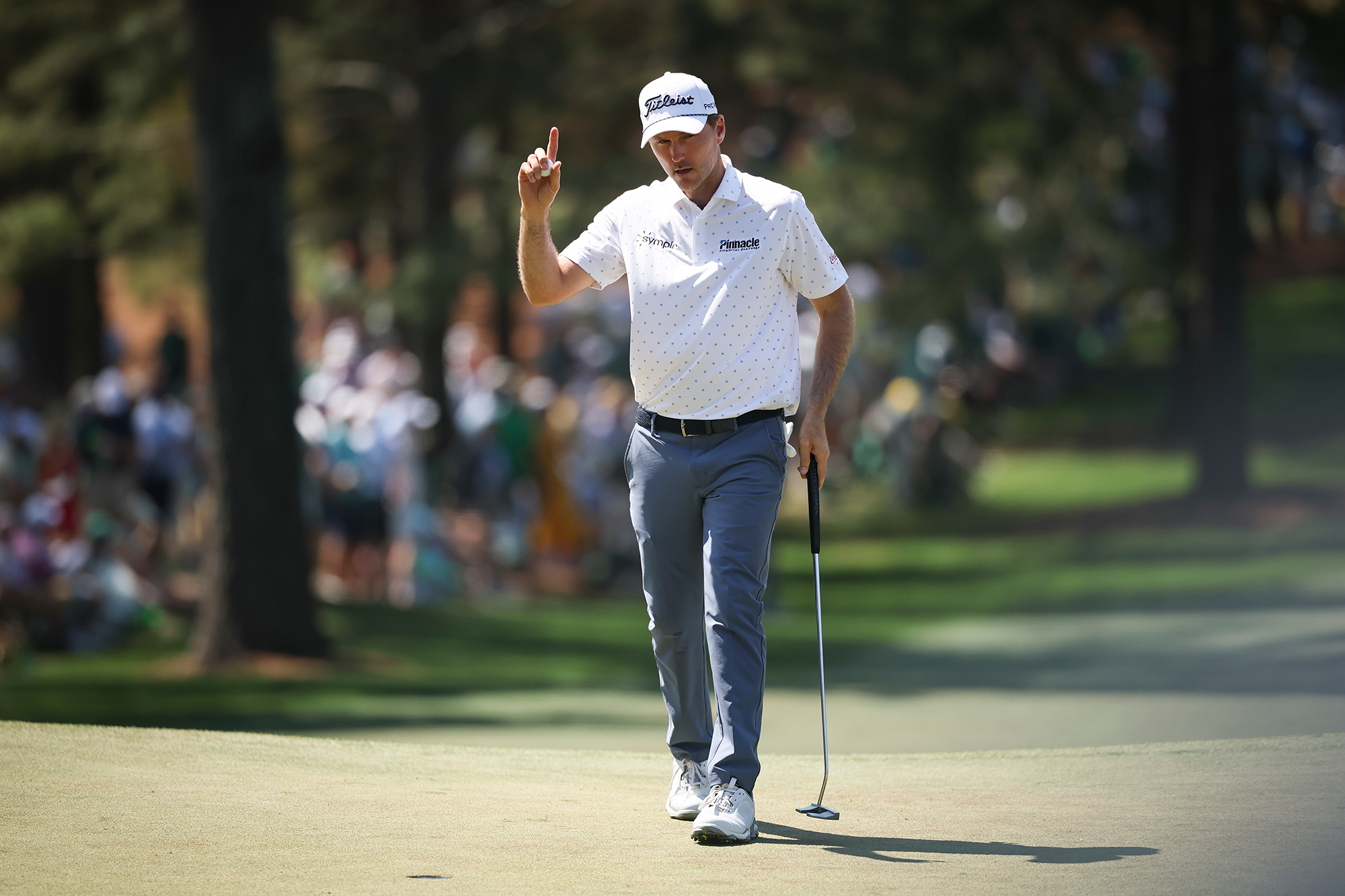 Russell Henley on the green at The Masters