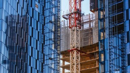 Construction site between high-rise buildings