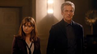 Clara and the 12th Doctor standing next to each other.