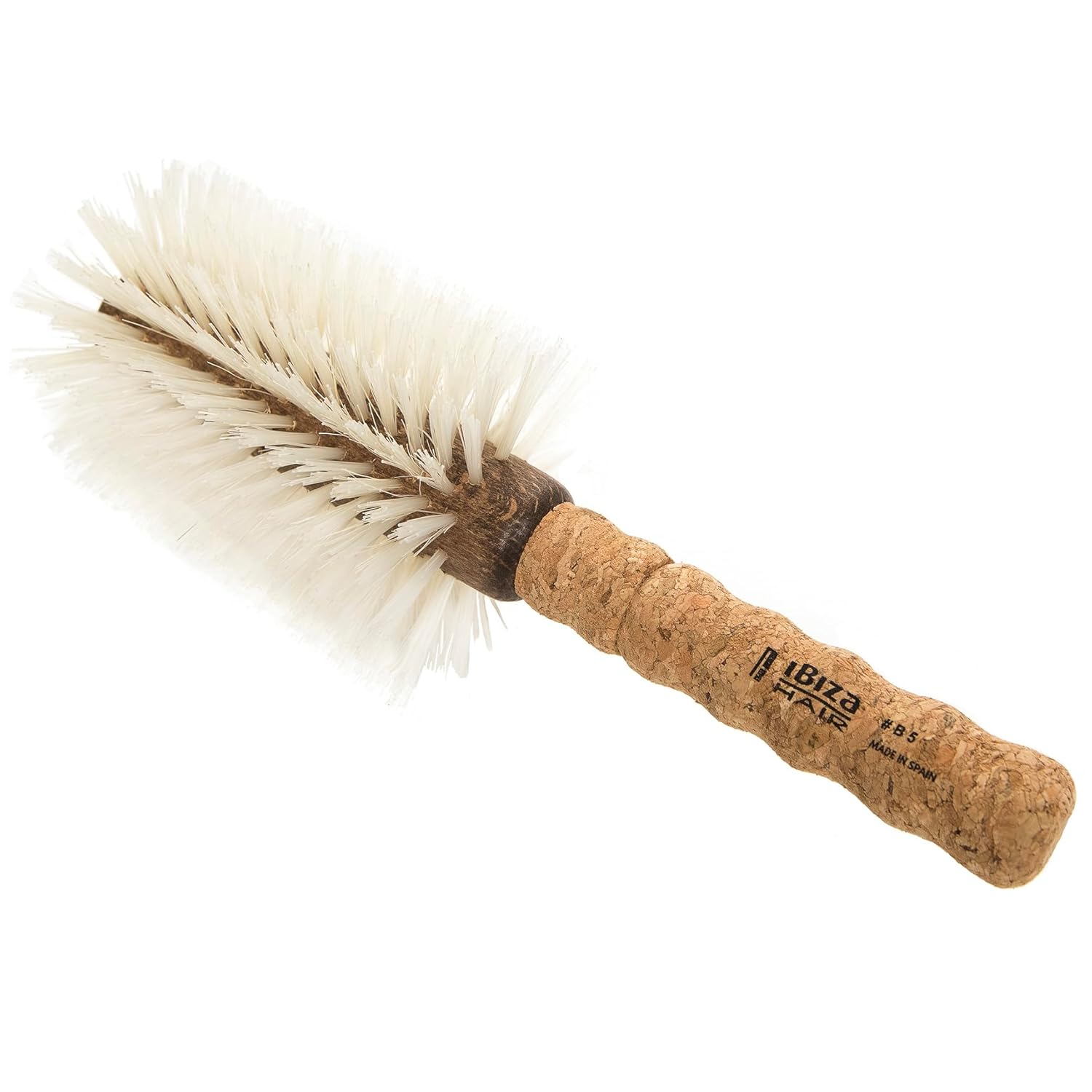 Ibiza Hair Boar Bristle Round Brush (b5-80mm) | Blonde Bristles &amp;amp; Cork Handle | Ideal for Color Treated Tresses | Soft Curls, Big Volume &amp;amp; Large Sections | Adds Shine for Long Styles