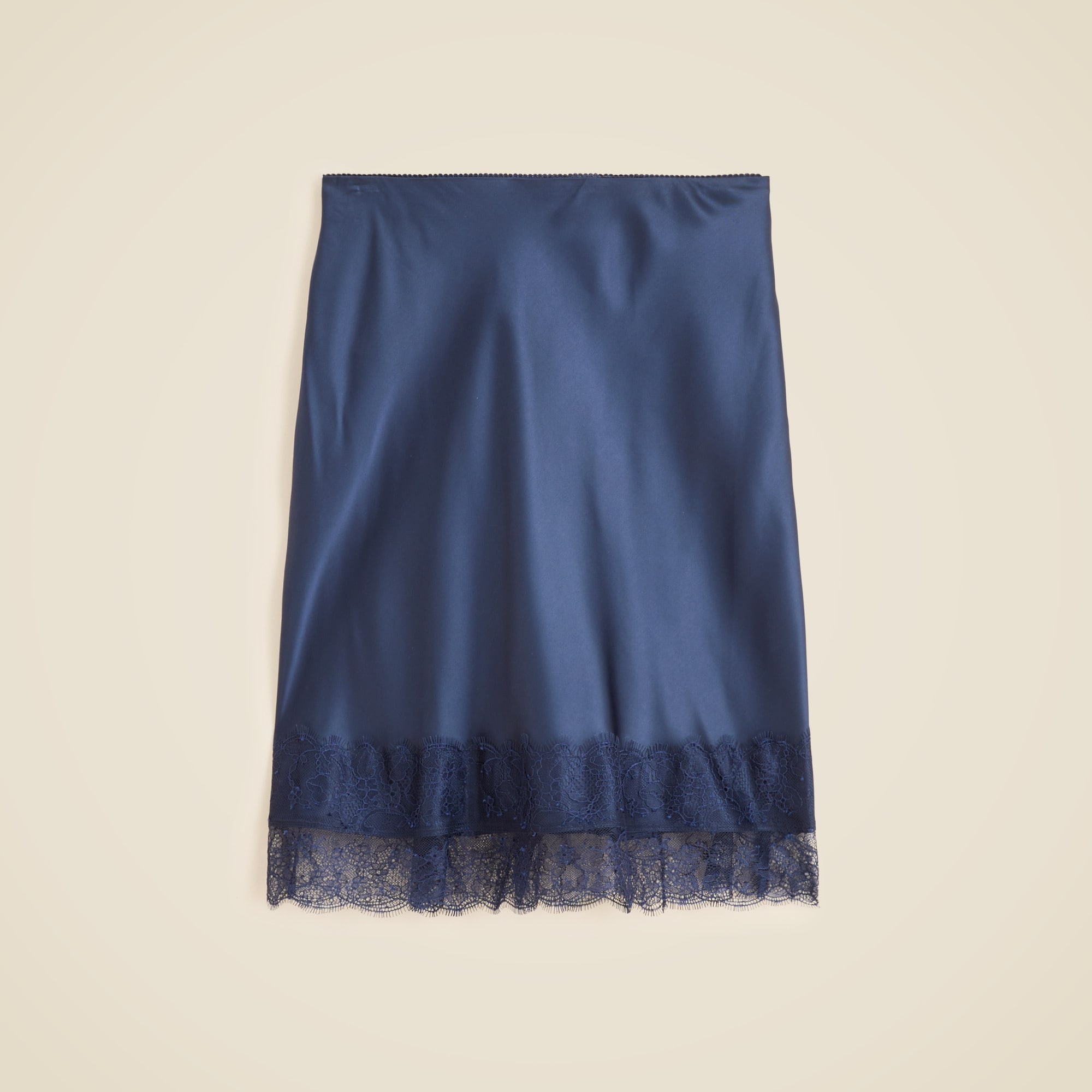 Gwen Lace-Trim Slip Skirt in Luster Charmeuse