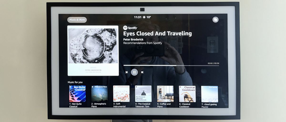 Amazon Echo Show 21 running Spotify app