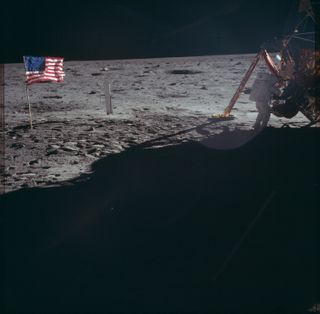 The Apollo 11 astronauts put a U.S. flag on the moon.