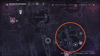 Destiny 2 Lightfall Vex Incursion zone marked on Neomuna map