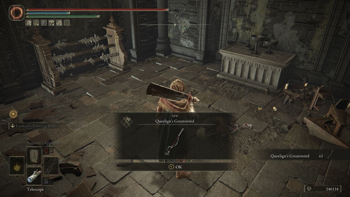 Elden Ring Queelign quest - Queelign's Greatsword