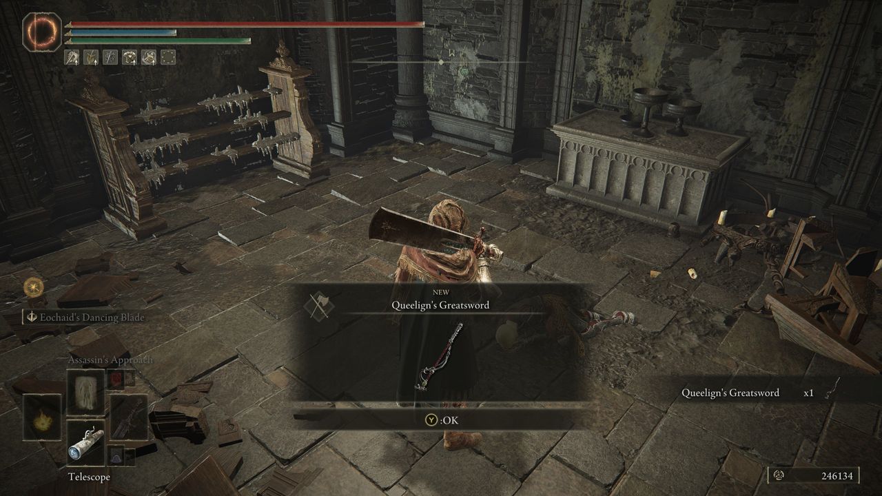 Elden Ring Queelign quest - Queelign's Greatsword