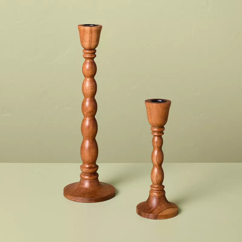 2pk Wood Candlestick Set - Hearth & Hand™ With Magnolia