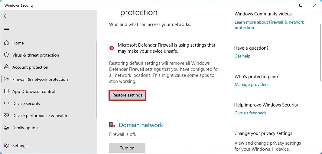 Windows 11 enable firewall