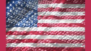 USA flag and cars