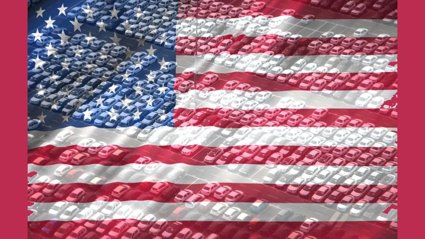 USA flag and cars