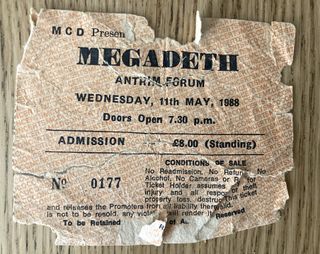 Megadeth Antrim Forum 1988 ticket