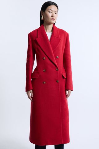 Karen Millen , Italian Manteco Wool Blend Double Breasted Tailored Coat