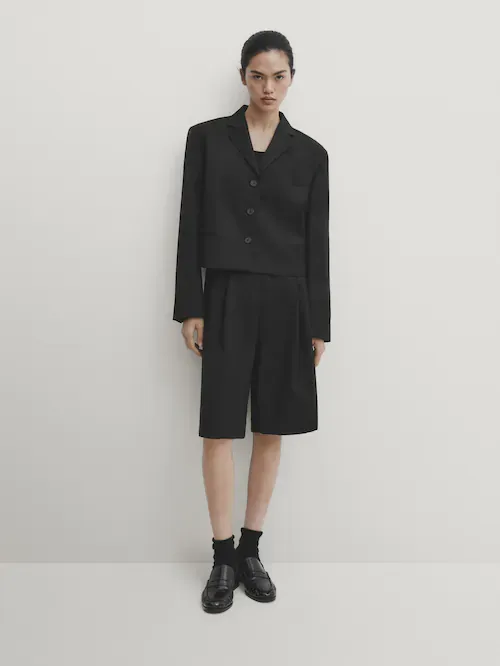 Darted Long Bermuda Shorts