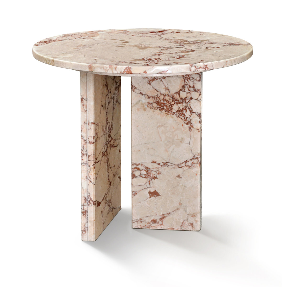 Wrought Studio&amp;trade; Pink Natural Marble Coffee Table, Round Side Table - 17.7 X H15.8 Inch (45 X H40 Cm), Genuine Stone Living Room Accent Table | Wayfair