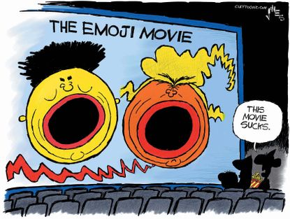 Political cartoon U.S. Trump Kim Jong Un Emoji Movie