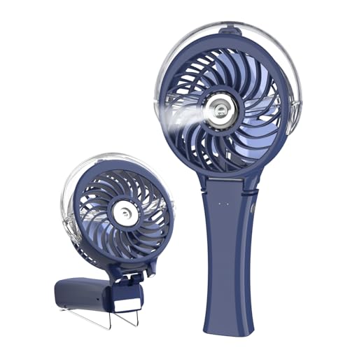 Handfan Upgraded Portable Handheld Misting Fan, Rechargeable Personal Mister Fan, Spray Water Mist Fans, Foldable Mini Cooling Hand Fans for Summer Beach Travel Concerts, Gifts for Women(royal Blue)