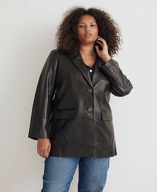 Madewell, The Bedford Oversized Blazer in Leather