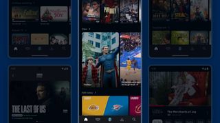 Smartphones showing different parts of the Prime Video mobile app