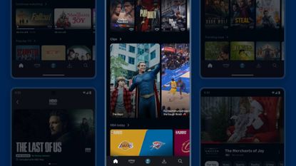 Smartphones showing different parts of the Prime Video mobile app
