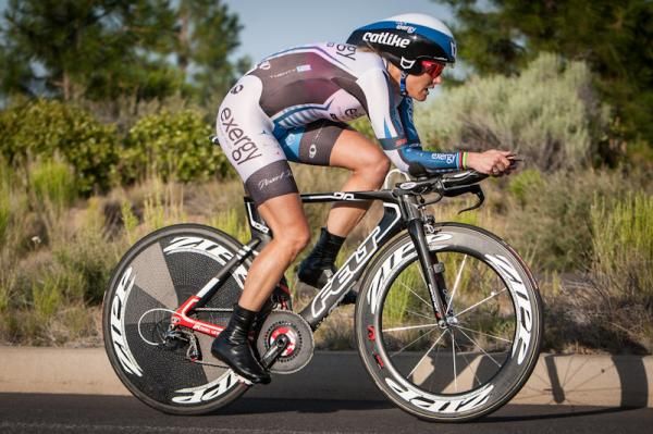 Kristin Armstrong (Exergy) putting in a winning time.