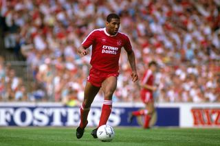 John Barnes in possession against Wimbledon in the 1988 FA Cup final