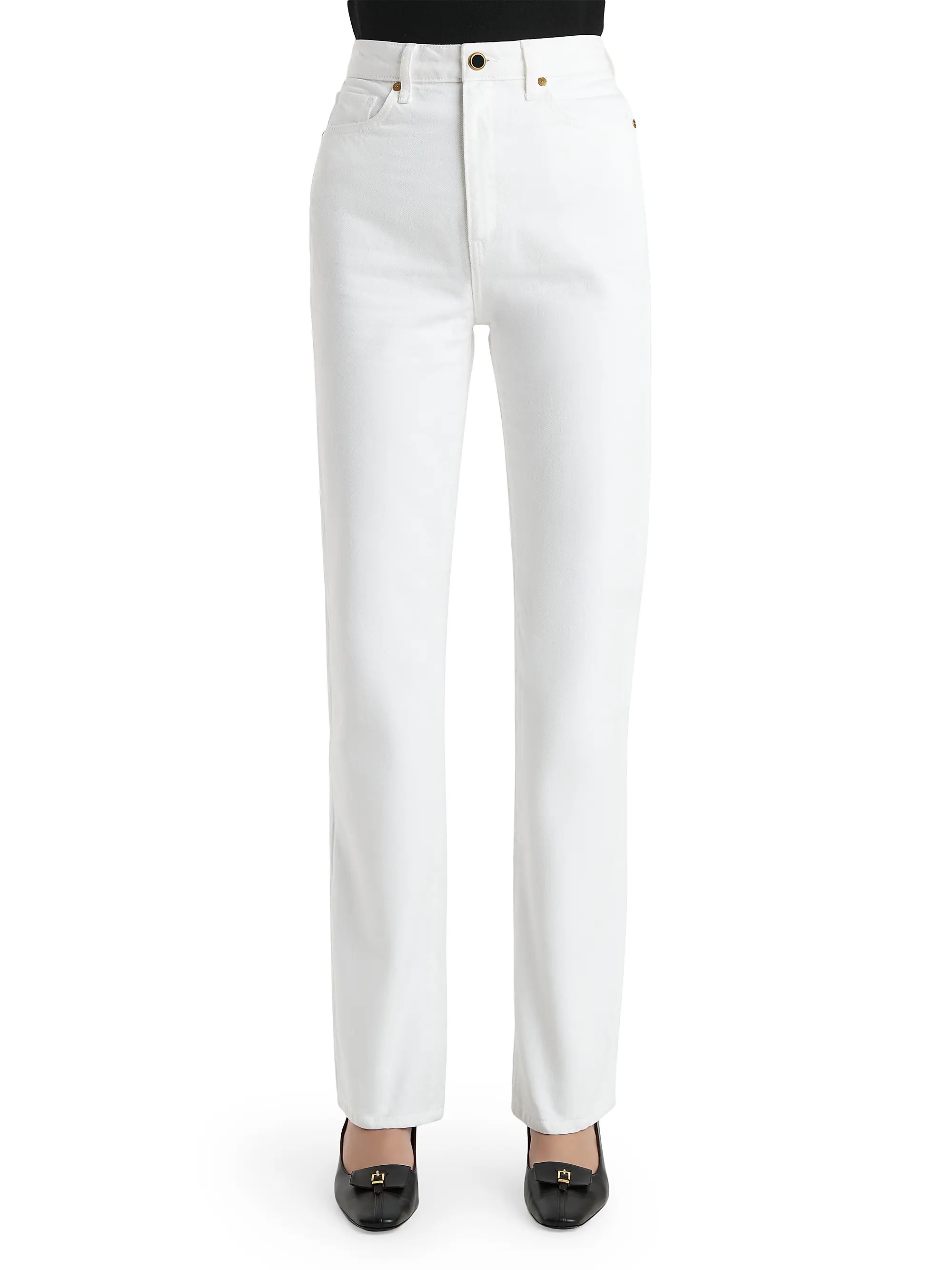 Khaite, Danielle Mid-Rise Straight-Leg Jeans in White