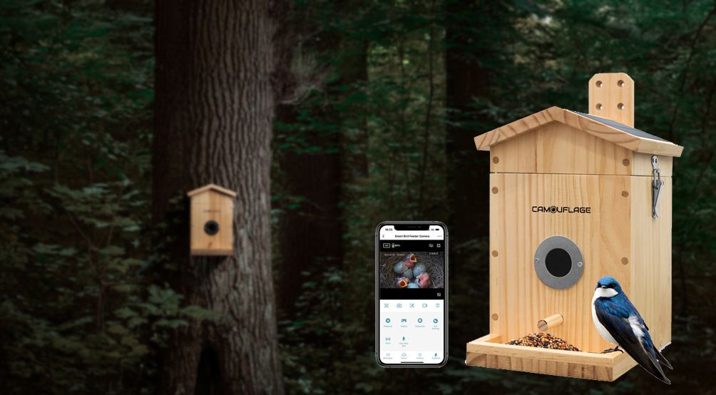 Camouflage EZ-NestEye bird nest box with built-in camera