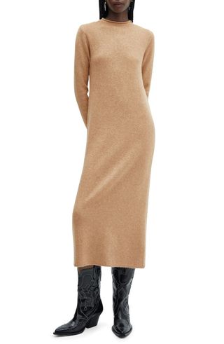 Perkins Funnel Neck Long Sleeve Sweater Dress