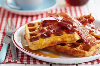 James Martin's bacon and maple syrup waffles