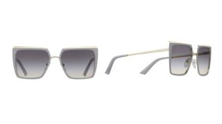 2 images of light grey Prada sunglasses