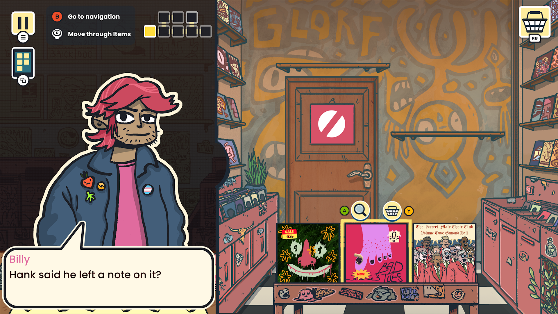 Wax Heads review; zine like art for a record store puzzle game