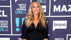 Sarah Jessica Parker wearing black empire line dress