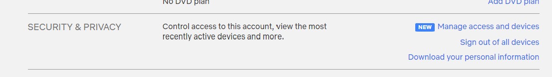 Netflix Manage Access and Devices