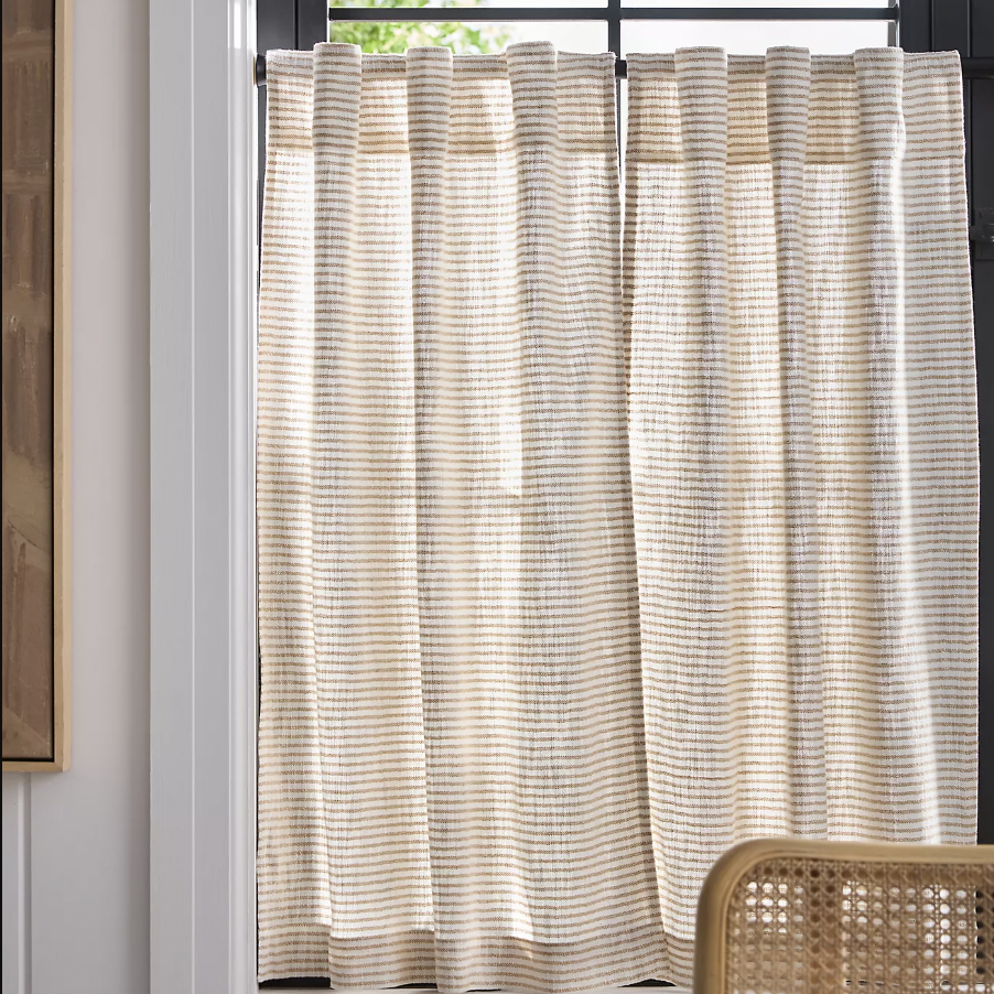 Mindra Striped Cotton Café Curtains, Set of 2