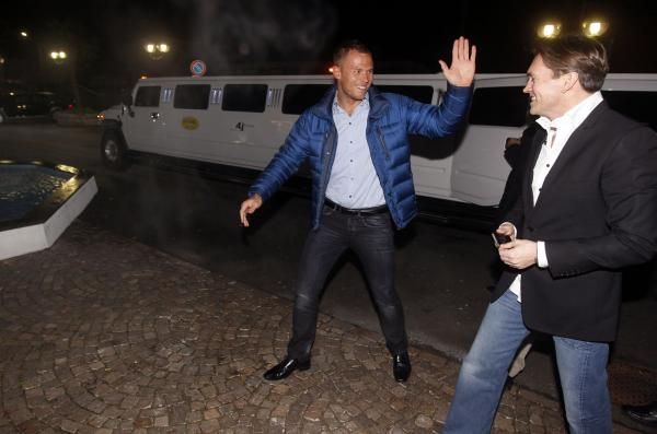 Thor Hushovd arrives at the party