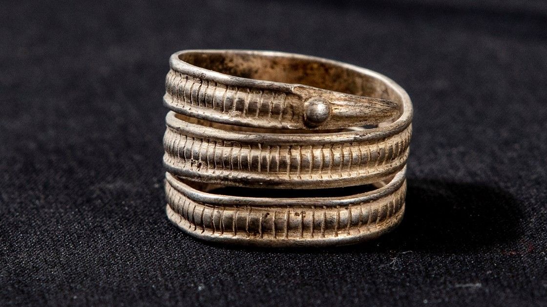 This "zoomorphic" silver ring in the shape of a coiled-up snake was found in an Anglo-Saxon grave.