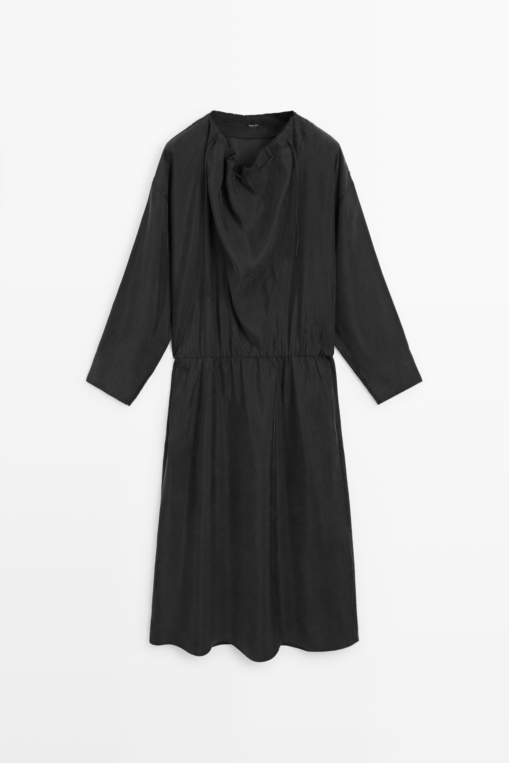 Fluid Midi Dress With Neck Detail