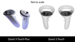 Comparing renders of the Quest 3 controllers and Quest 2 controllers