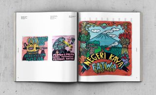 A spread from Street to Studio featuring the work of Indonesian artist Eko Nugroho