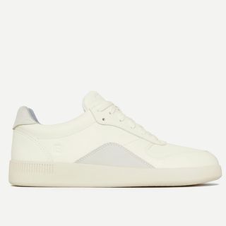 cream sneakers made from recycled leather