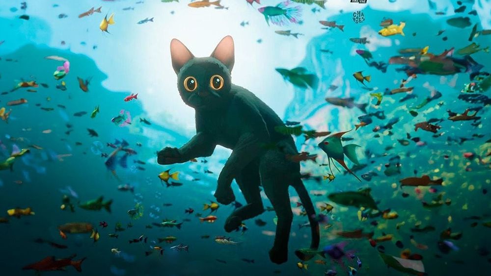 Image of a cat underwater from Best Animated Feature Oscar winner Flow