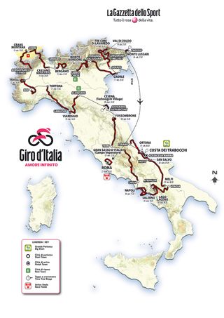 The route of the 2023 Giro d'Italia