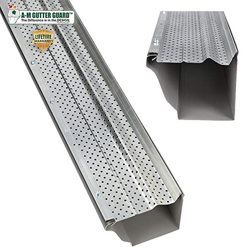 A-M Gutter Guard - Heavy Duty Lifetime Quality Aluminum Leaf &amp;amp; Debris Protection for 5-Inch and 6-Inch (5 Inch-200 Feet, Mill Finish) - Made in the Usa