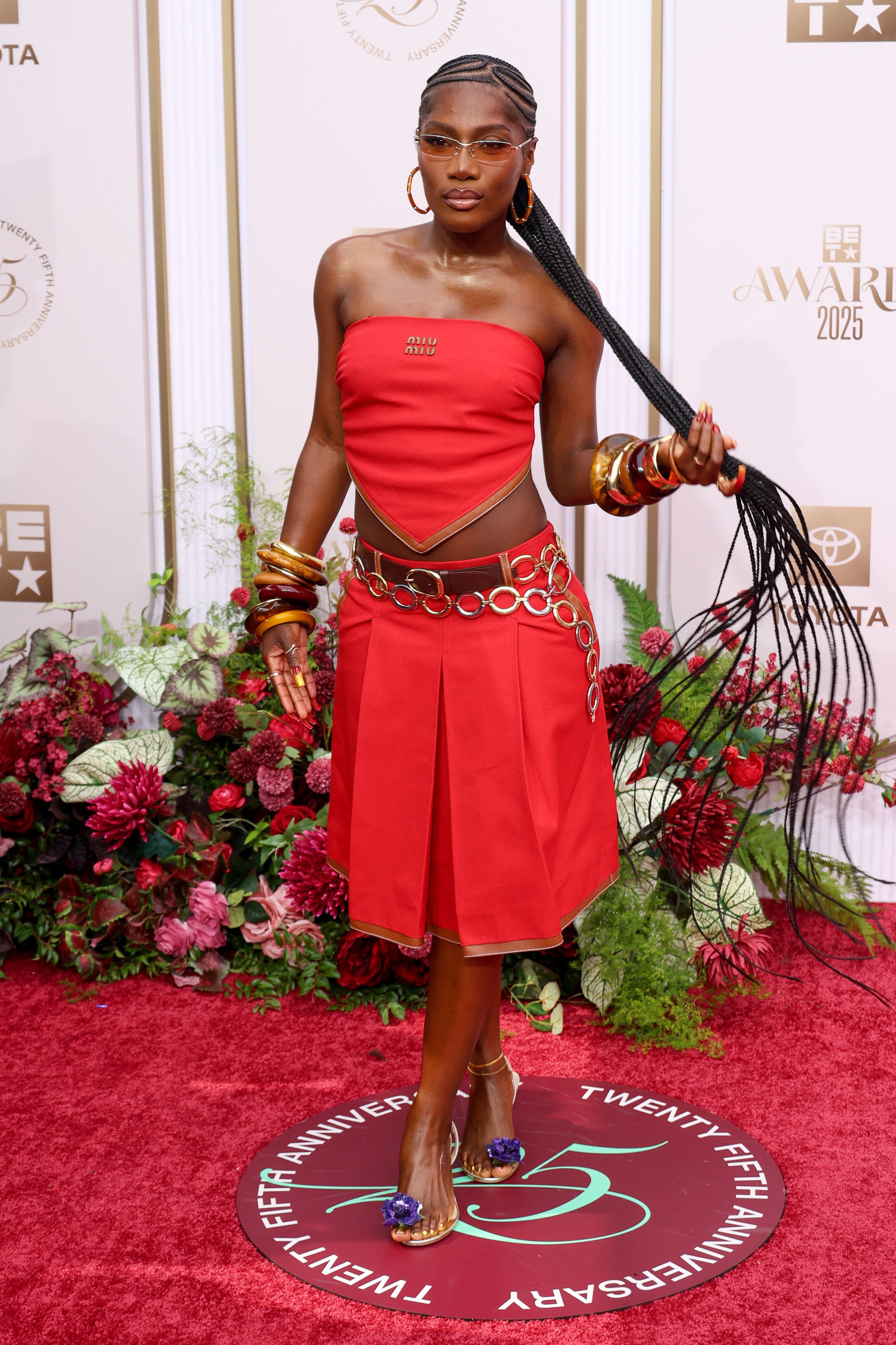 Doechii arrives at the 2025 BET Awards in Los Angeles, California.