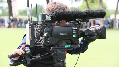 A CBS cameraman at the 2022 PGA Championship at Southern Hills