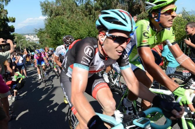 Jan Bakelants (RadioShack Leopard) hangs on in the leading group