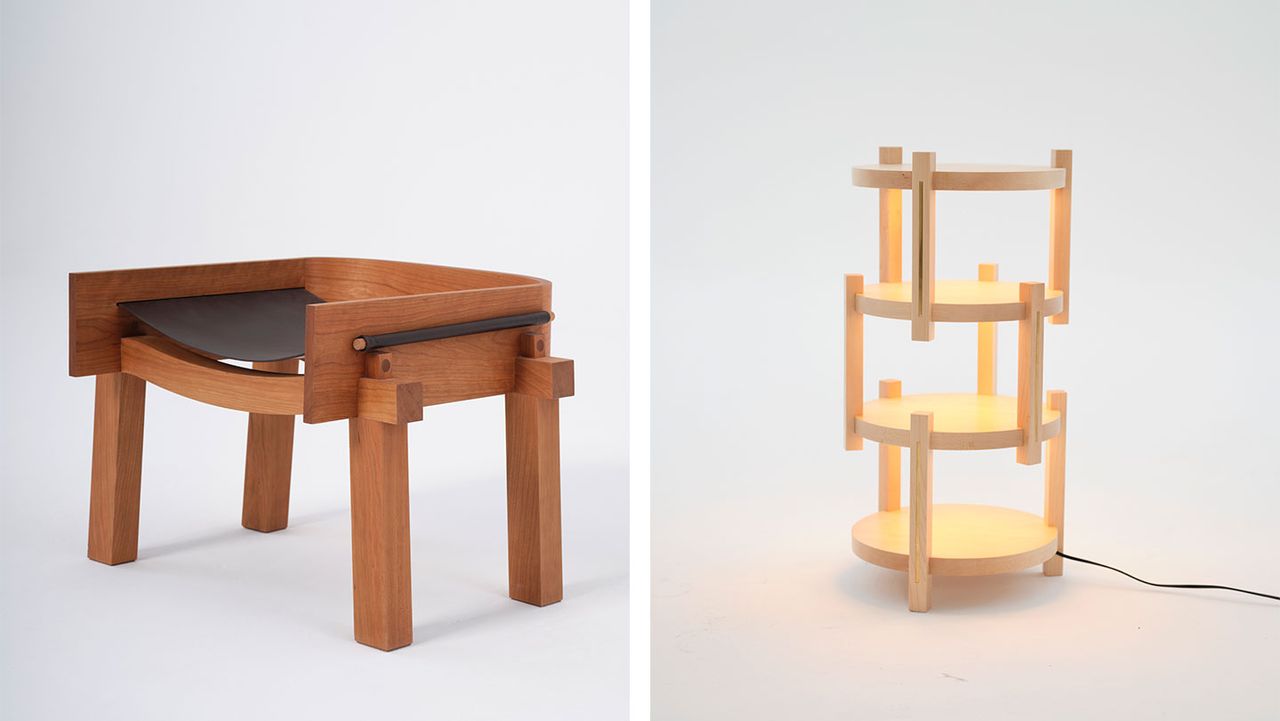 Slow Spain by AHEC: chair and lamp made of AMerican hardwood