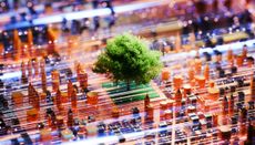 3D rendered conceptual illustration of sustainable infrastructure, technology 