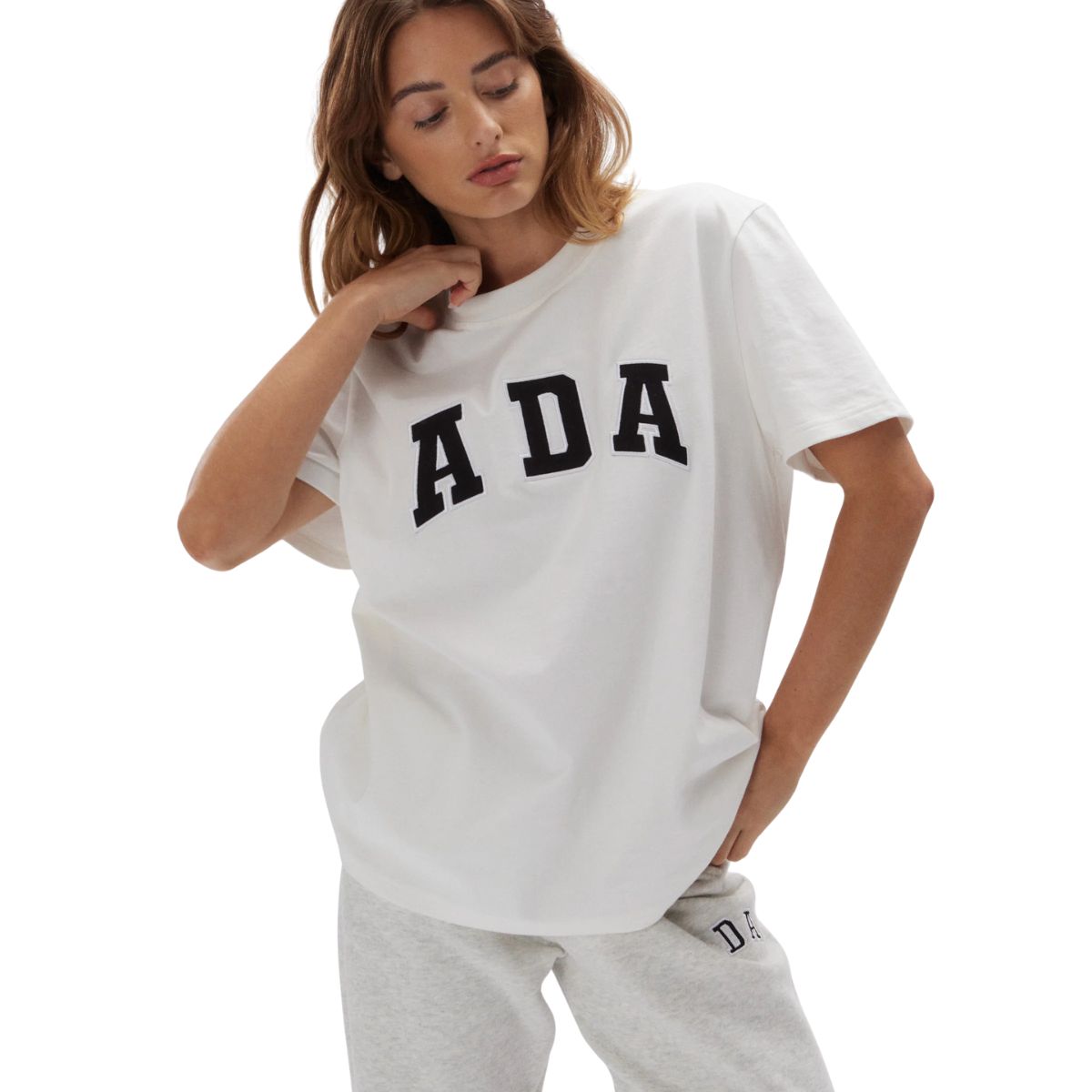 adanola knit sweatshirt - woman wearing ada t-shirt